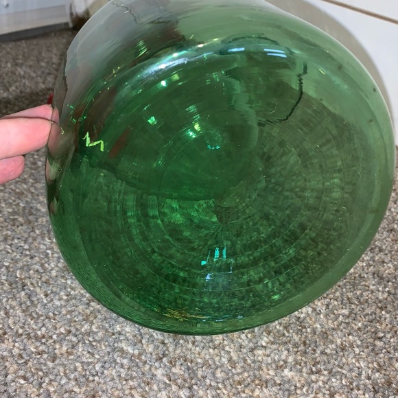 Vintage Large Hand Blown Glass Italian Wine Decanter/ Carafe Ice Chamber Green - Picture 6 of 12